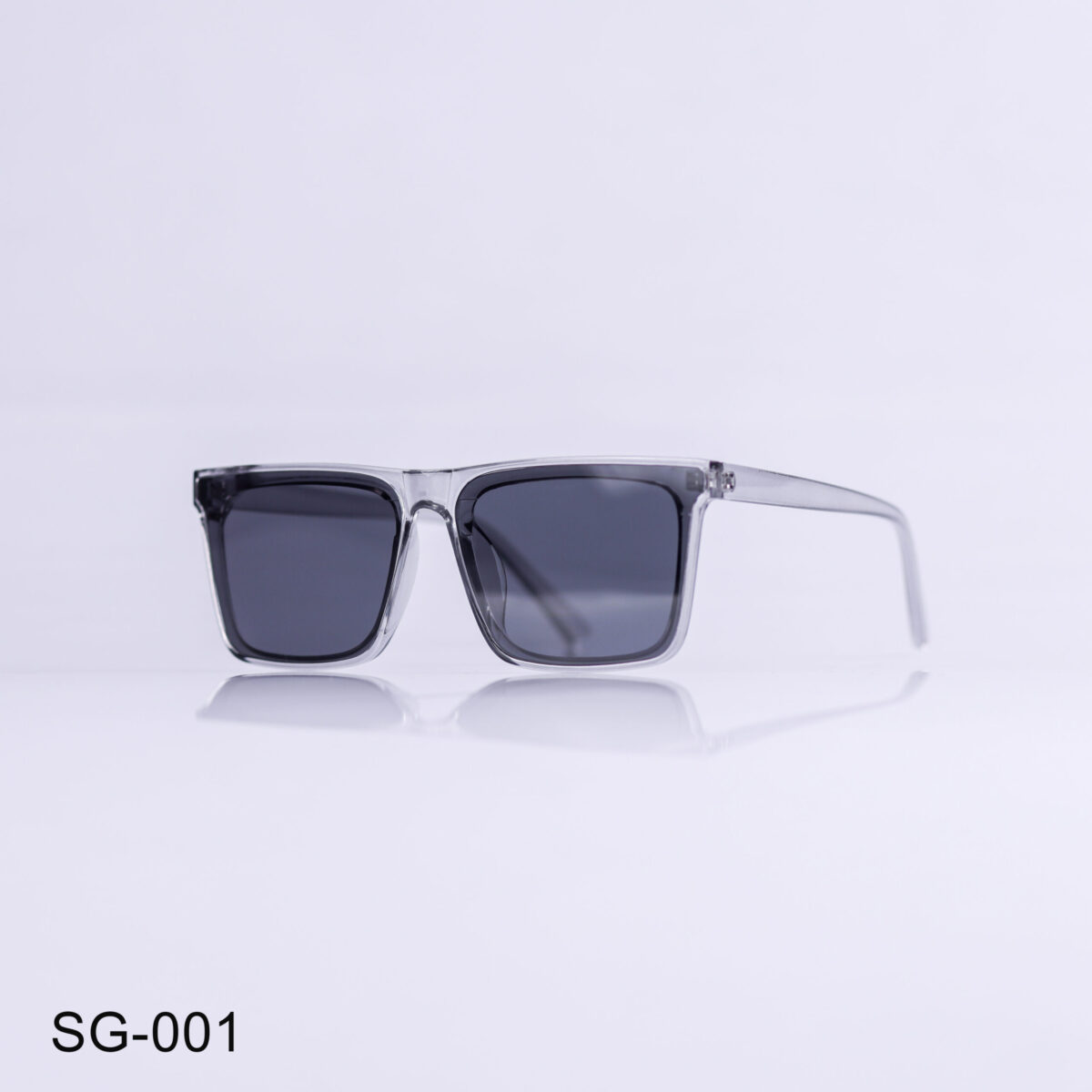 SG-001 - Full Rim Retro Style Transparent Black Frame Sunglasses