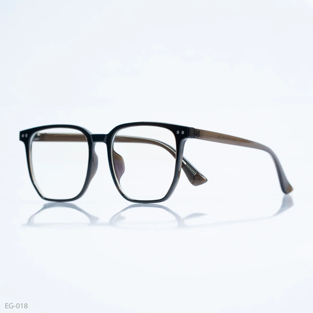 EG-018 - Bold Shiny Black & Brown Two Tone Wayfarer Eyeglasses