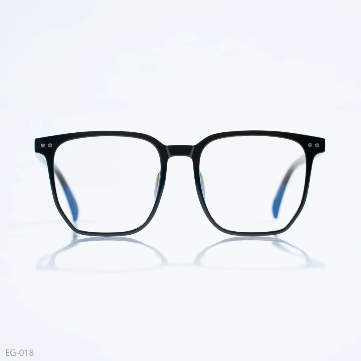EG-018 - Bold Shiny Black & Brown Two Tone Wayfarer Eyeglasses