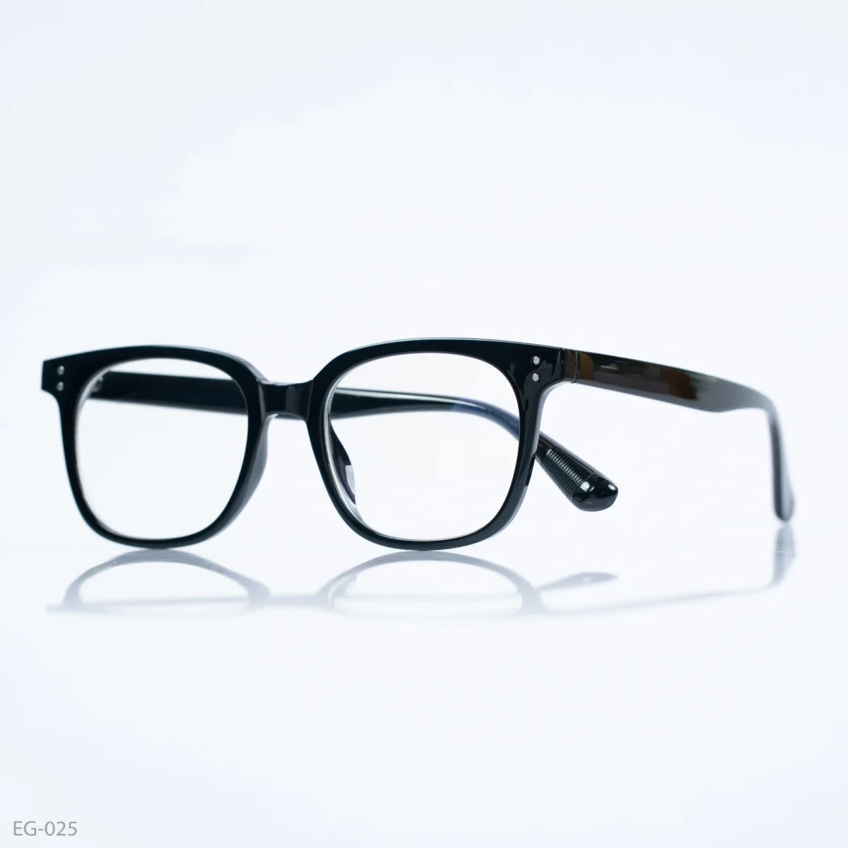 EG-025 - Classic Polished Black Full Frame Wayfarer Eyeglasses