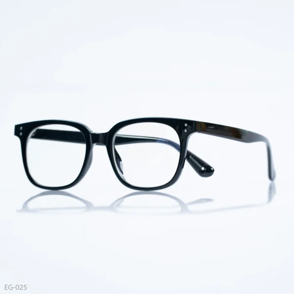 EG-025 - Classic Polished Black Full Frame Wayfarer Eyeglasses