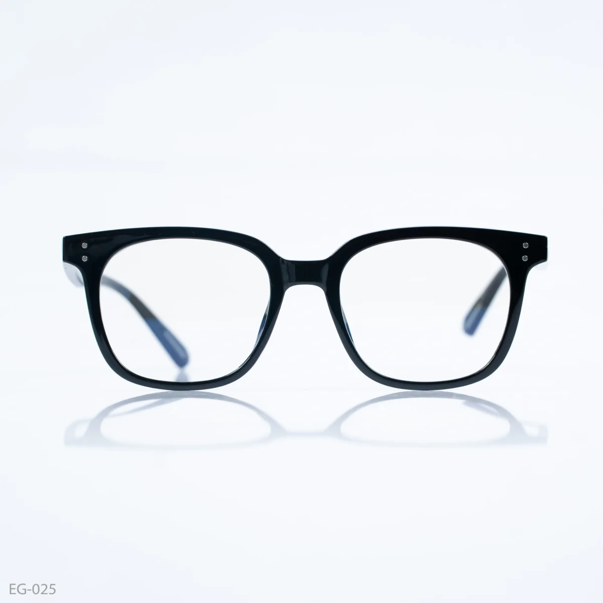 EG-025 - Classic Polished Black Full Frame Wayfarer Eyeglasses
