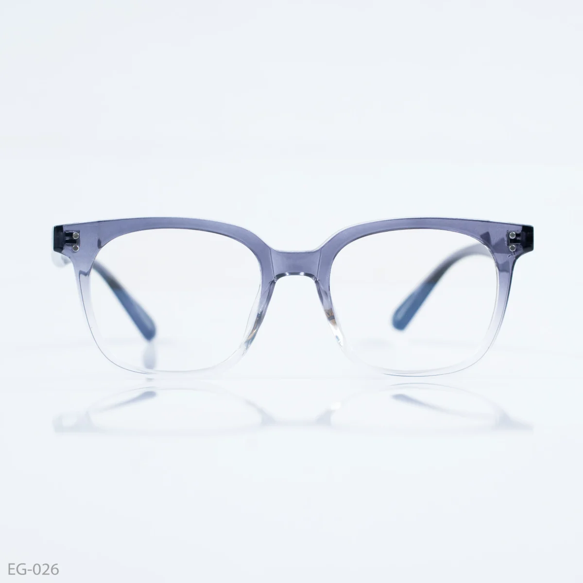 EG-026 - Modern Glossy Gray to Clear Gradient Eyeglasses