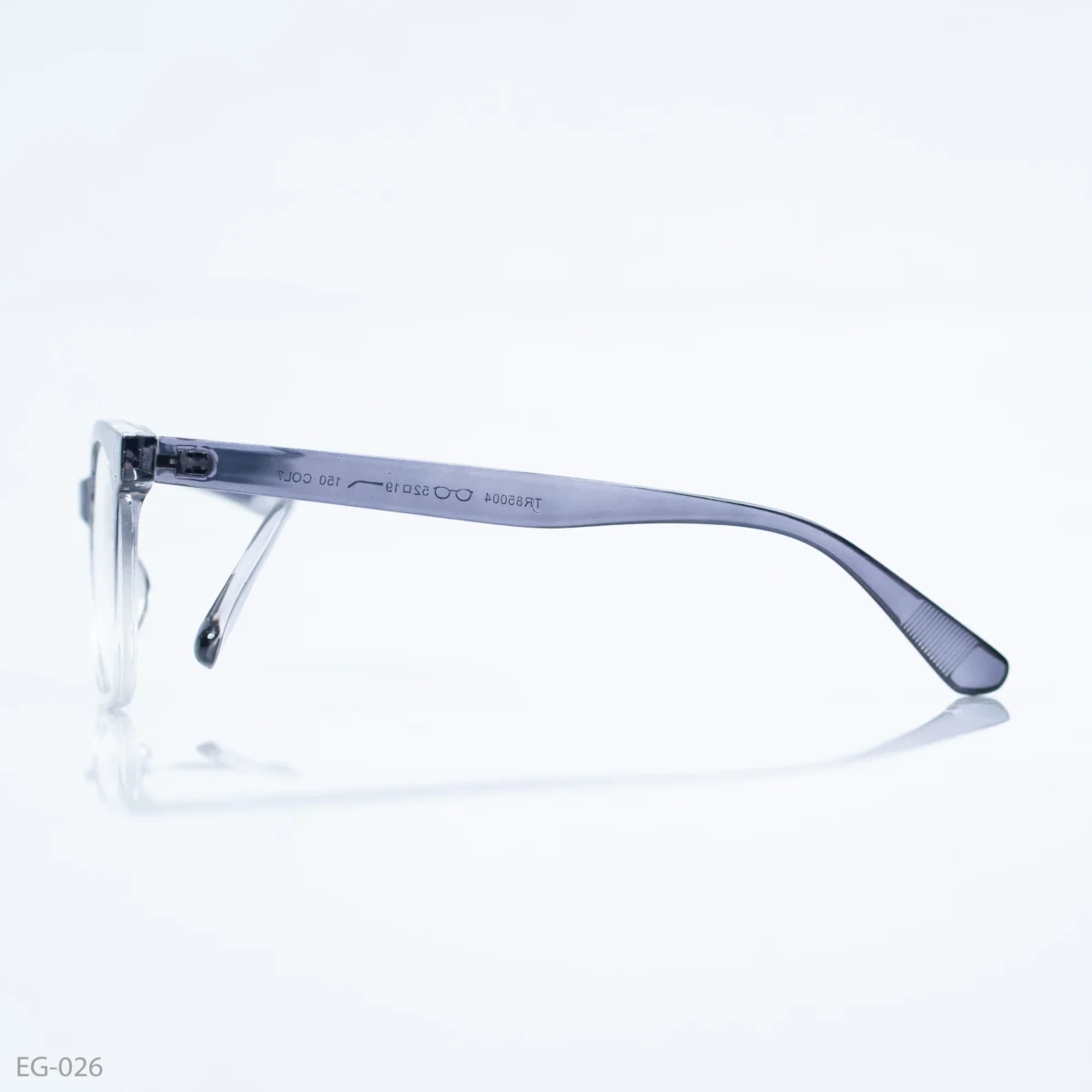 EG-026 - Modern Glossy Gray to Clear Gradient Eyeglasses