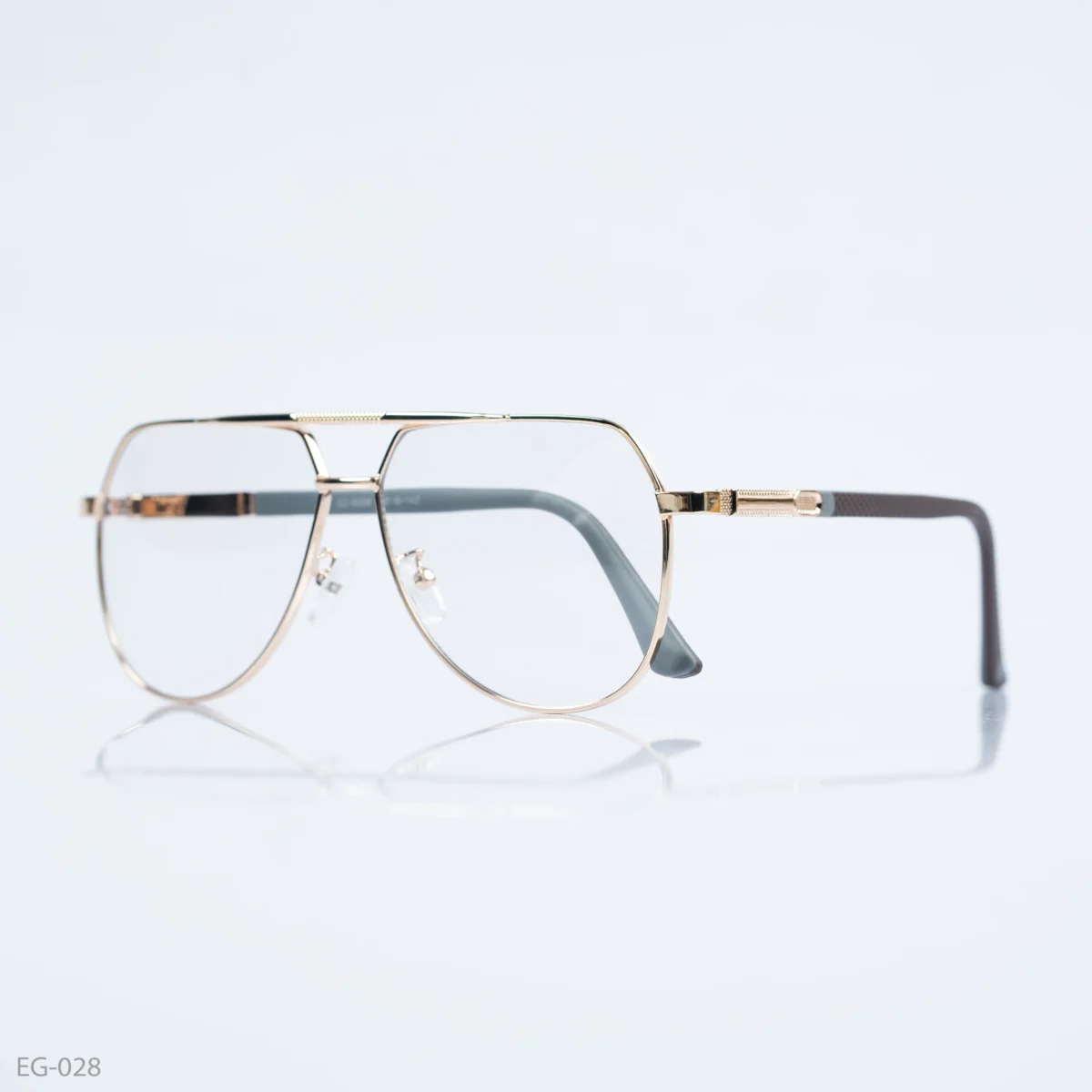 EG-028 - Stylish Double Bridge Gold Frame Aviator Frame Eyeglasses