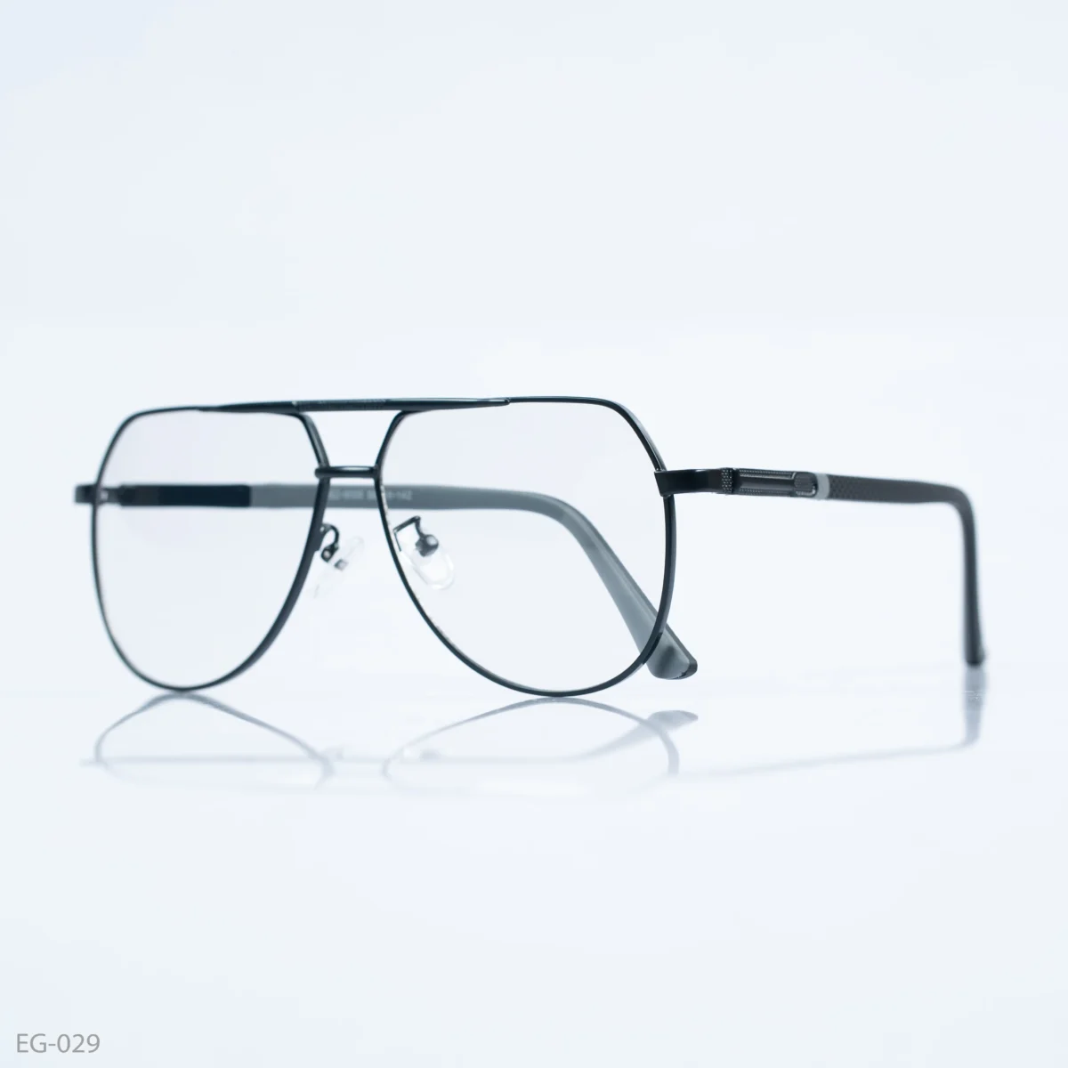 EG-029 - Sleek and Minimalist Double Bridge Matte Black Aviator Frame Eyeglasses