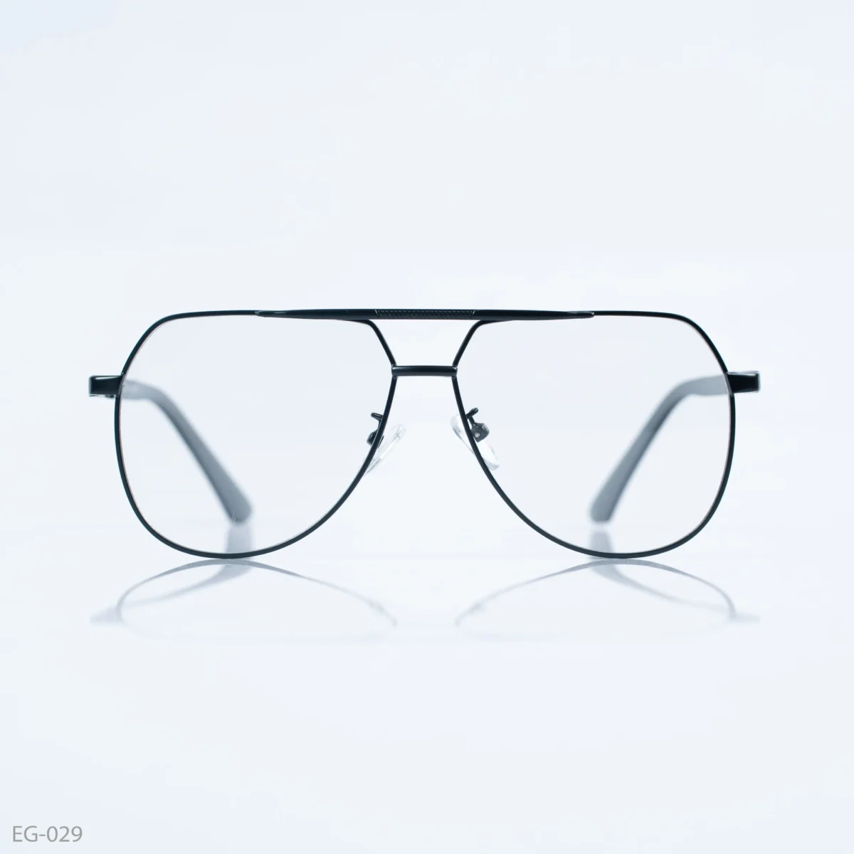EG-029 - Sleek and Minimalist Double Bridge Matte Black Aviator Frame Eyeglasses