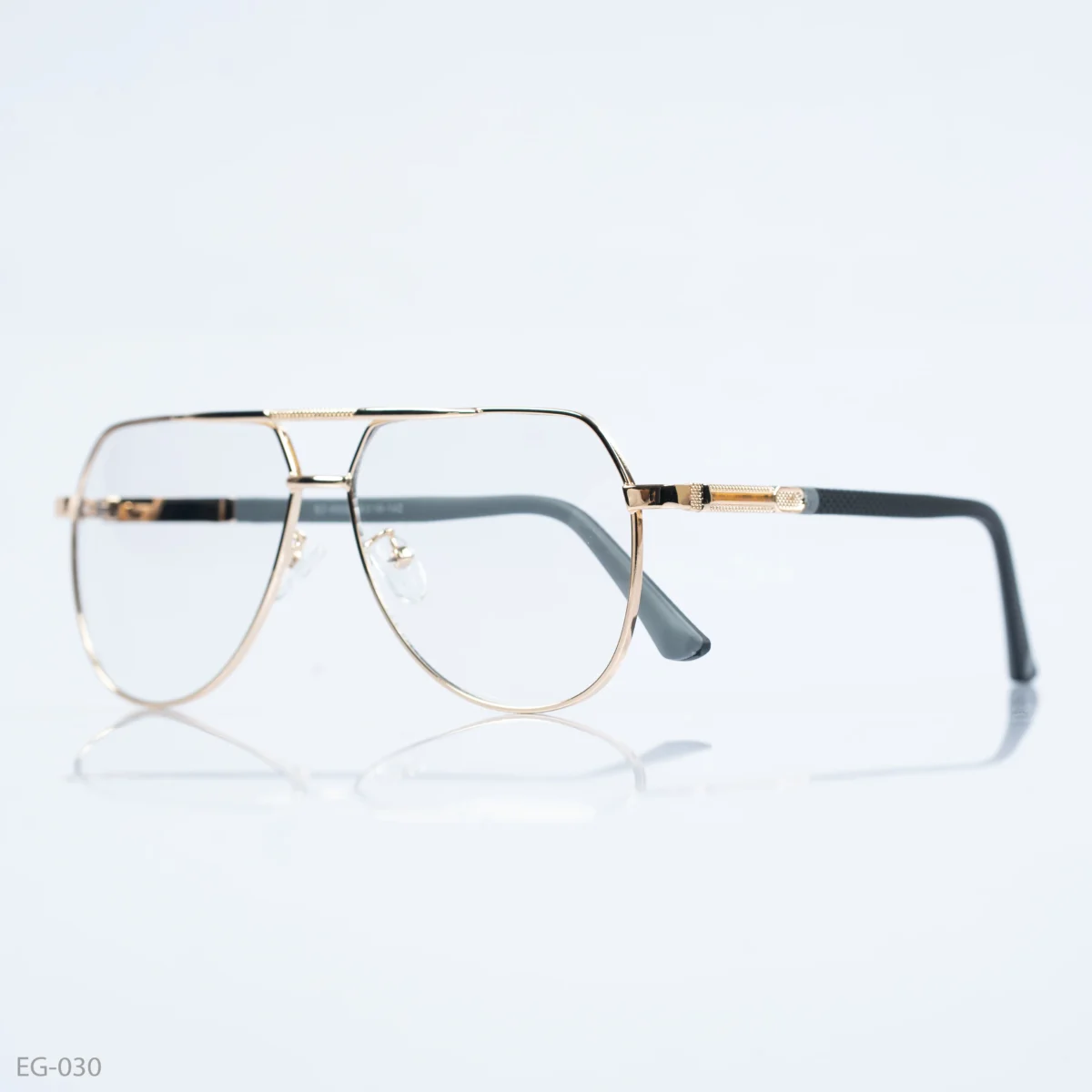 EG-030 - Sleek and Minimalist Double Bridge Gold Aviator Frame Eyeglasses