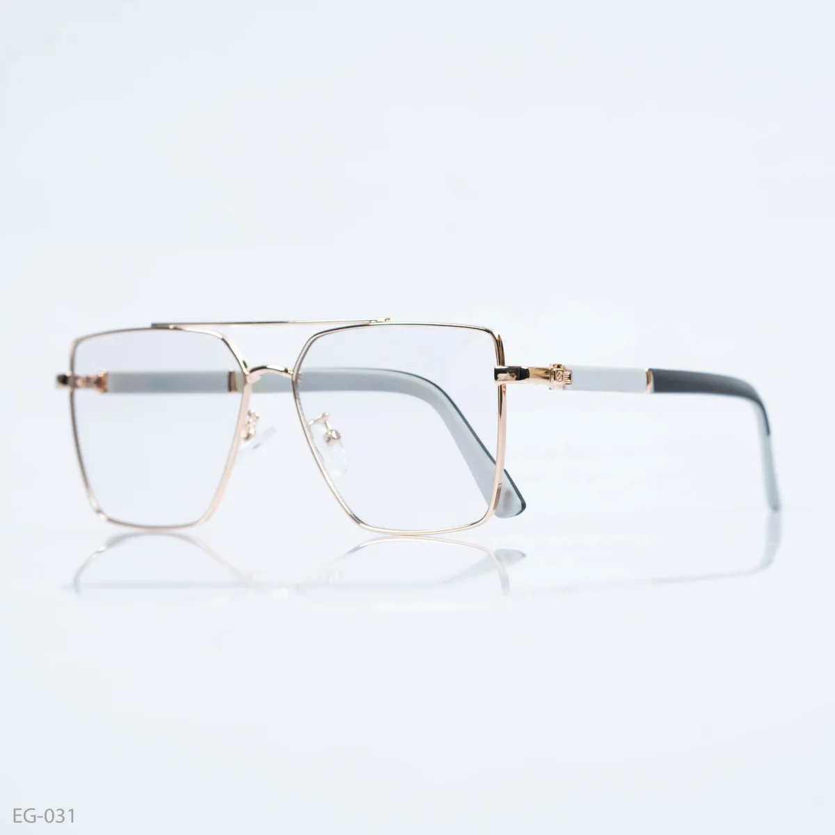 EG-031 - Modern Double Bridge Gold Frame Geometric Eyeglasses