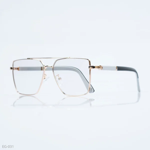 EG-031 - Modern Double Bridge Gold Frame Geometric Eyeglasses