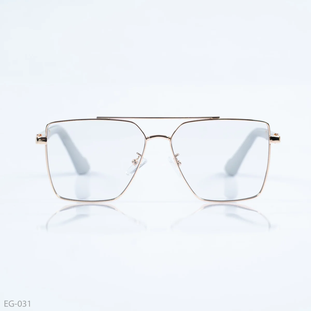 EG-031 - Modern Double Bridge Gold Frame Geometric Eyeglasses
