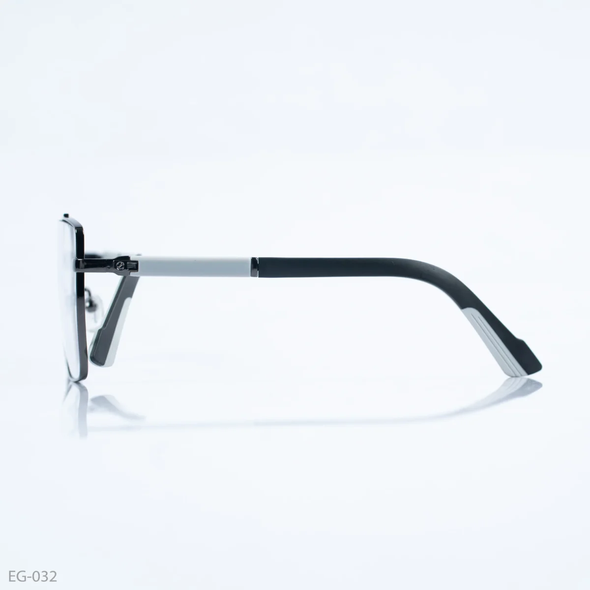 EG-032 - Modern Double Bridge Gunmetal Black Frame Geometric Eyeglasses