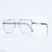 EG-033 - Modern Double Bridge Silver Frame Geometric Eyeglasses