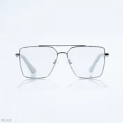 EG-033 - Modern Double Bridge Silver Frame Geometric Eyeglasses