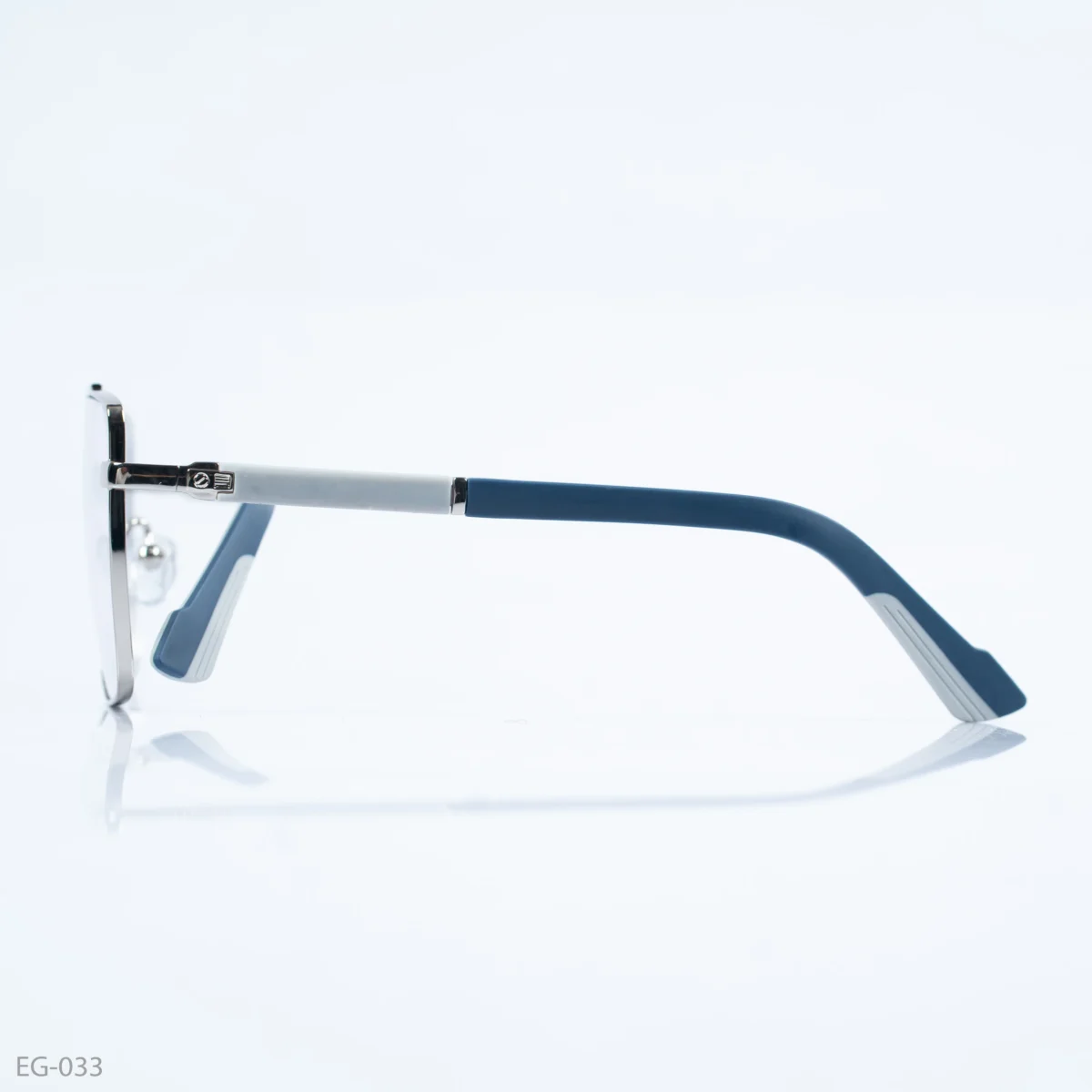 EG-033 - Modern Double Bridge Silver Frame Geometric Eyeglasses