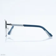 EG-033 - Modern Double Bridge Silver Frame Geometric Eyeglasses