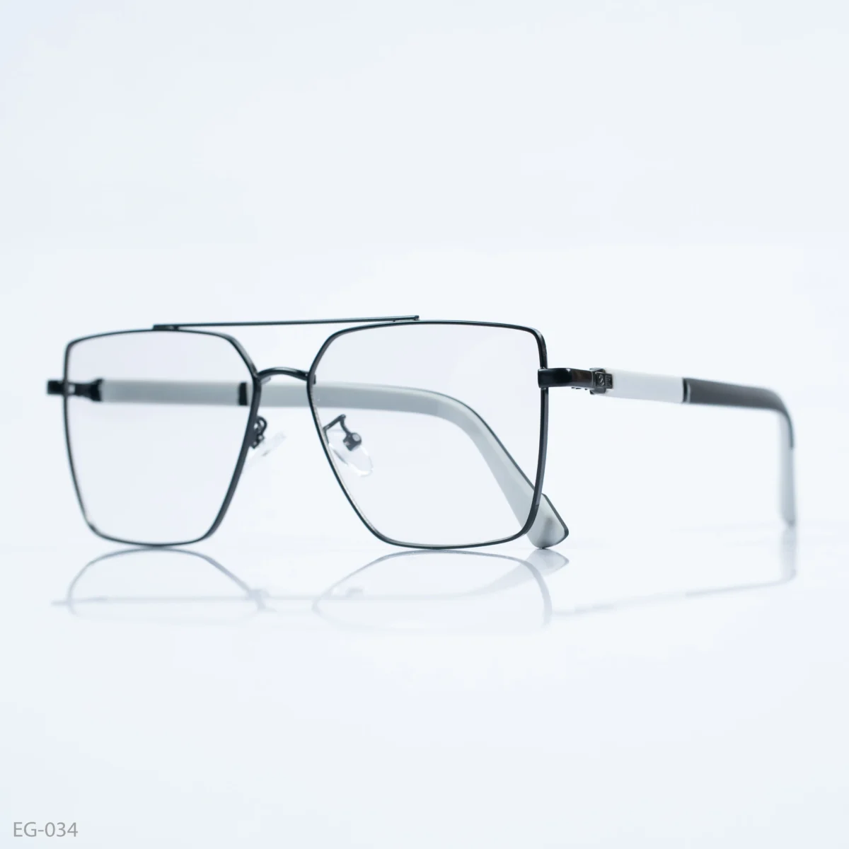 EG-034 - Modern Double Bridge Black Frame Geometric Eyeglasses