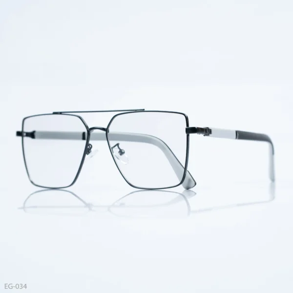 EG-034 - Modern Double Bridge Black Frame Geometric Eyeglasses