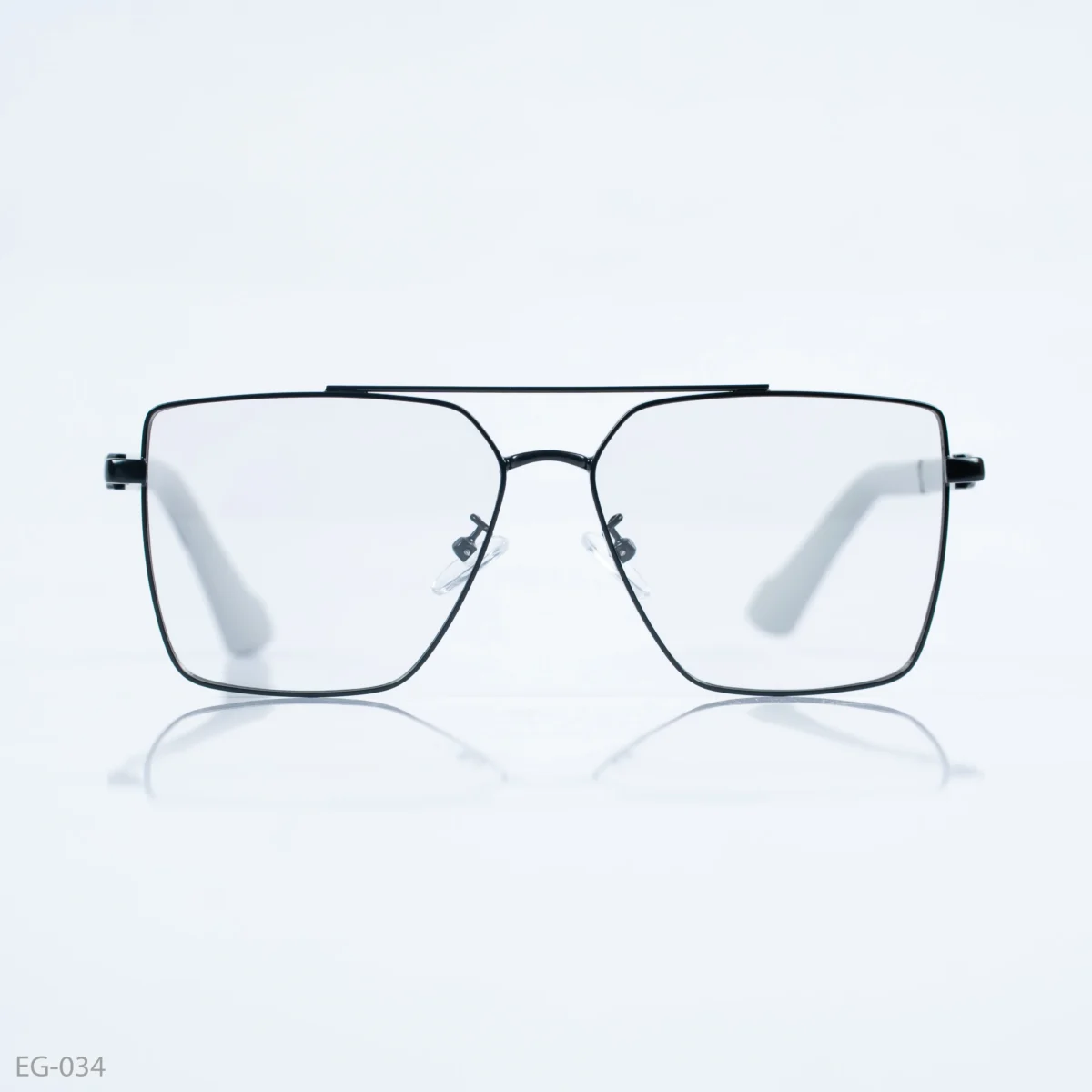 EG-034 - Modern Double Bridge Black Frame Geometric Eyeglasses