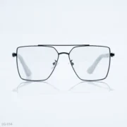 EG-034 - Modern Double Bridge Black Frame Geometric Eyeglasses