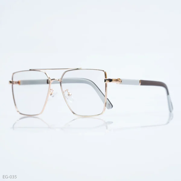 EG-035 - Modern Double Bridge Gold Frame Geometric Eyeglasses