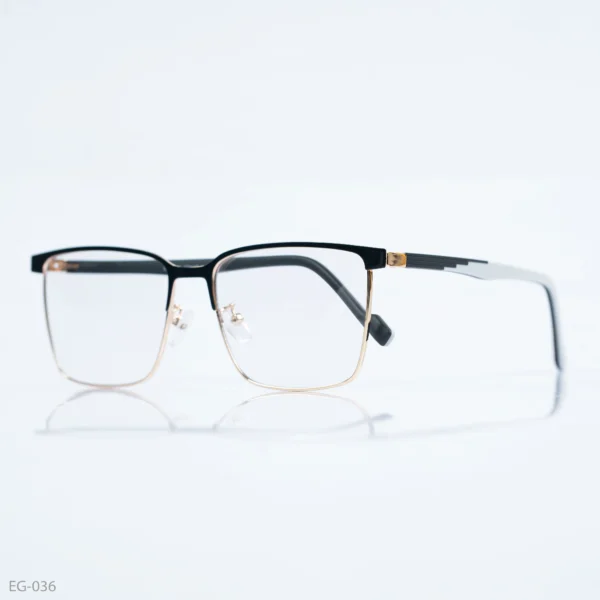 EG-036 - Classic Two-Tone Black & Gold Half-Rim Eyeglasses