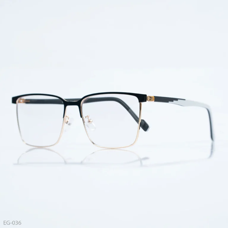 EG-036 - Classic Two-Tone Black & Gold Half-Rim Eyeglasses