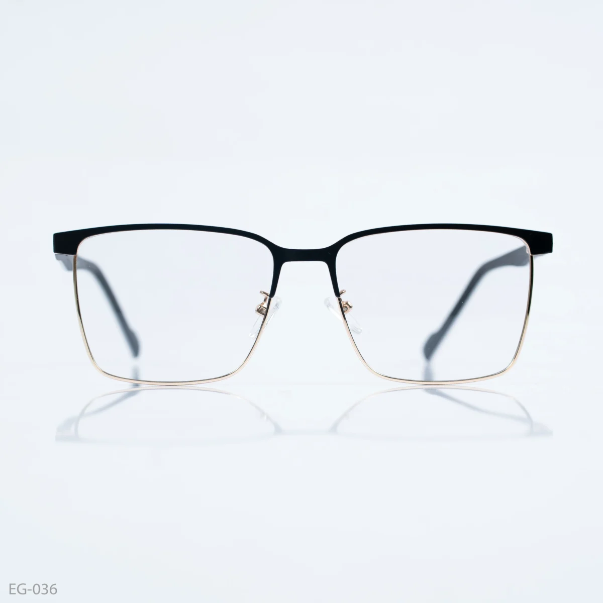 EG-036 - Classic Two-Tone Black & Gold Half-Rim Eyeglasses