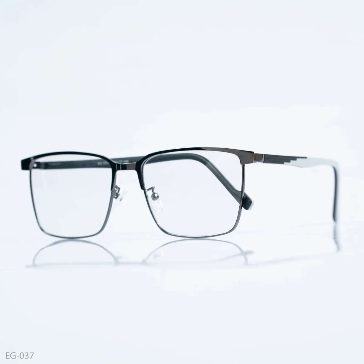EG-037 - Classic Two-Tone Black & Gray Half-Rim Eyeglasses