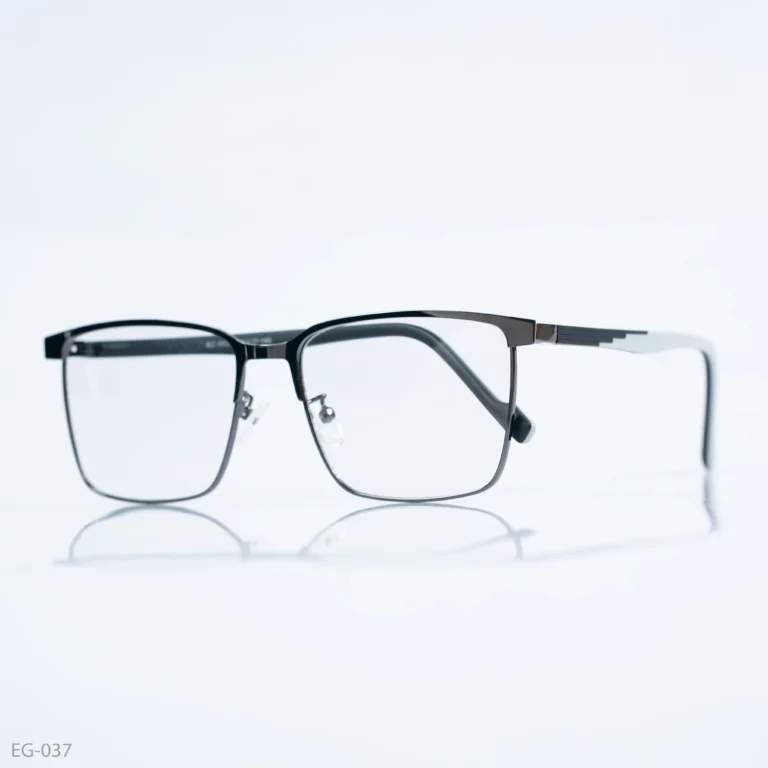 EG-037 - Classic Two-Tone Black & Gray Half-Rim Eyeglasses