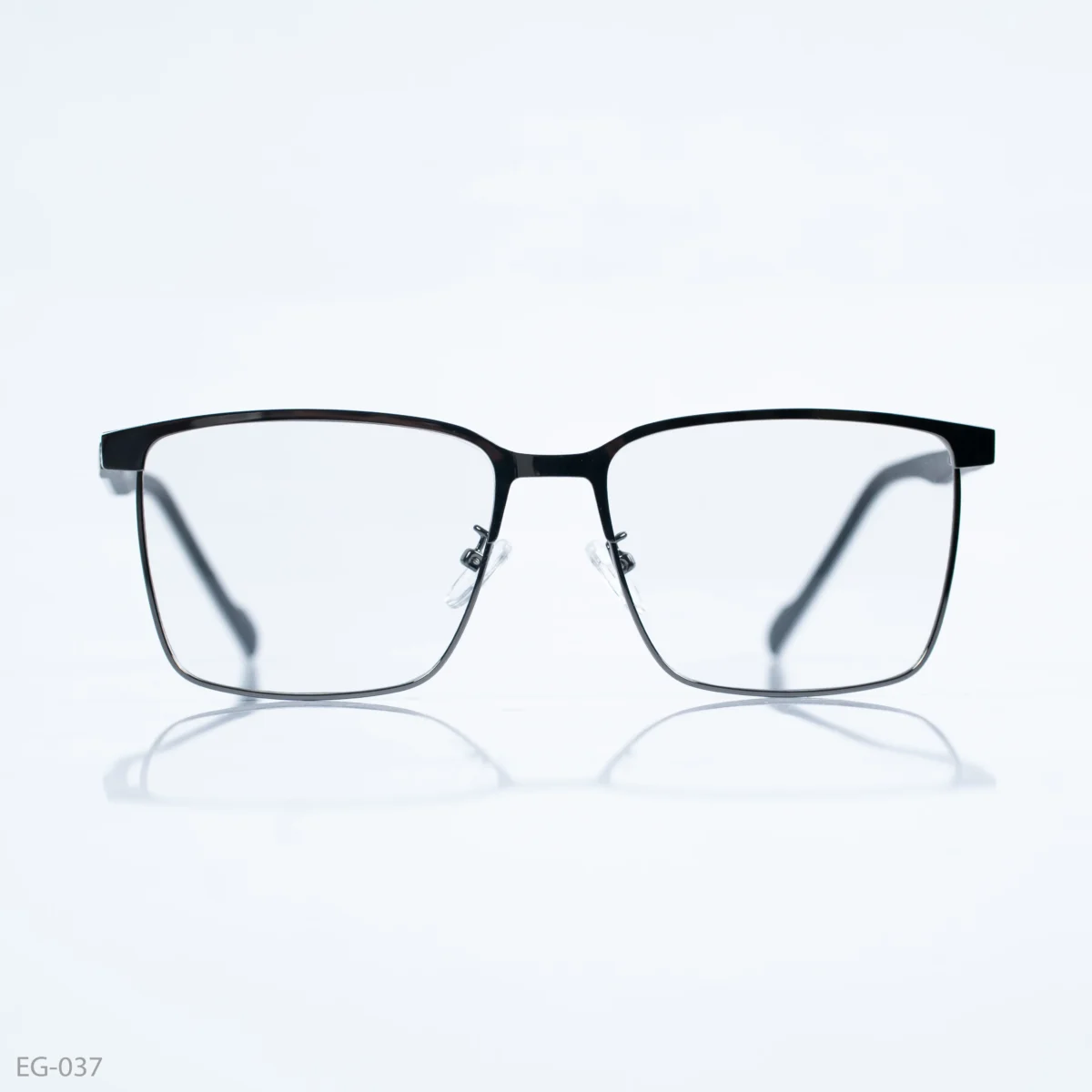 EG-037 - Classic Two-Tone Black & Gray Half-Rim Eyeglasses