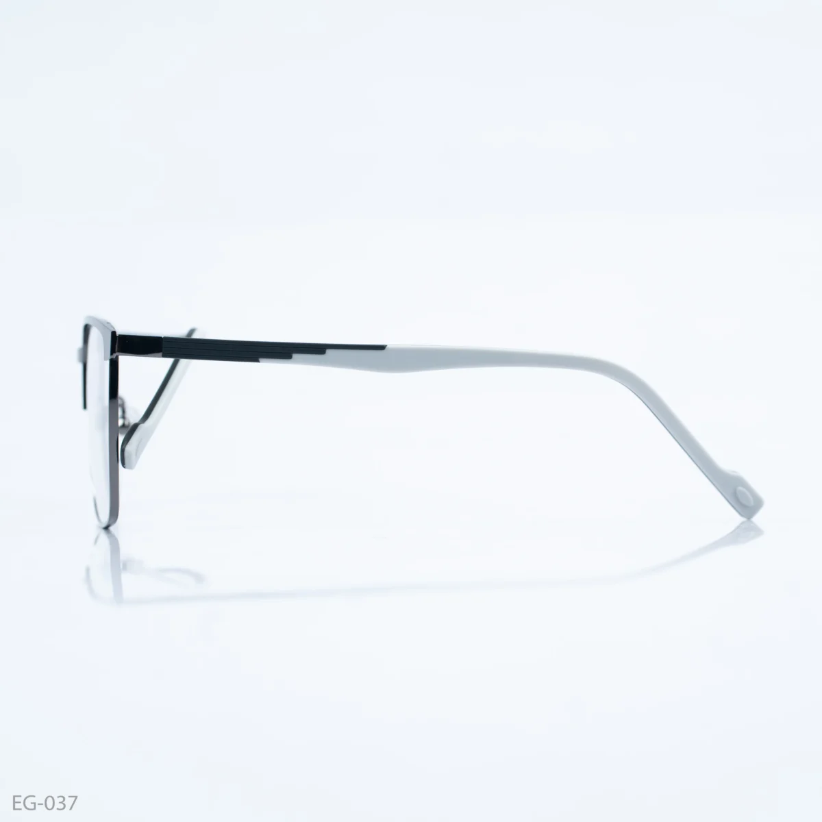 EG-037 - Classic Two-Tone Black & Gray Half-Rim Eyeglasses