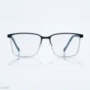 EG-038 - Classic Two-Tone Black & Silver Half-Rim Eyeglasses With Blue Temple