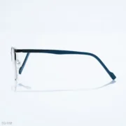EG-038 - Classic Two-Tone Black & Silver Half-Rim Eyeglasses With Blue Temple