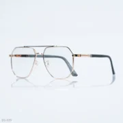 EG-039 - Contemporary Double Bridge Gold Frame Geometric Eyeglasses With Black Temple