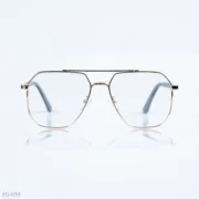EG-039 - Contemporary Double Bridge Gold Frame Geometric Eyeglasses With Black Temple