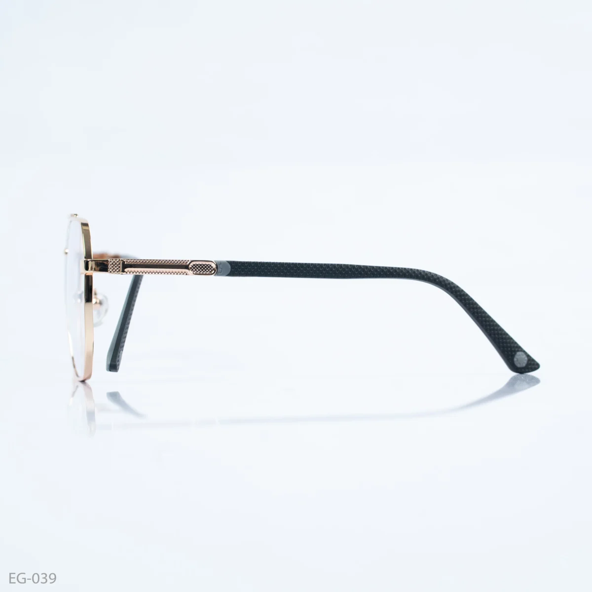 EG-039 - Contemporary Double Bridge Gold Frame Geometric Eyeglasses With Black Temple