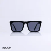 SG-003 - Full Rim Classic Glossy Black Rectangle Frame Sunglasses