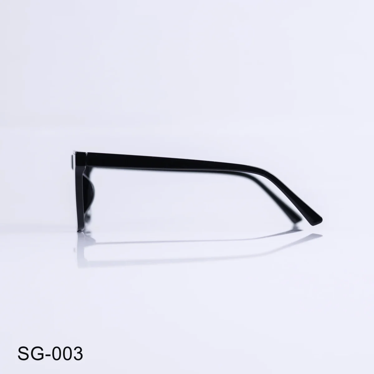 SG-003 - Full Rim Classic Glossy Black Rectangle Frame Sunglasses