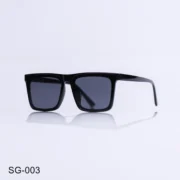 SG-003 - Full Rim Classic Glossy Black Rectangle Frame Sunglasses