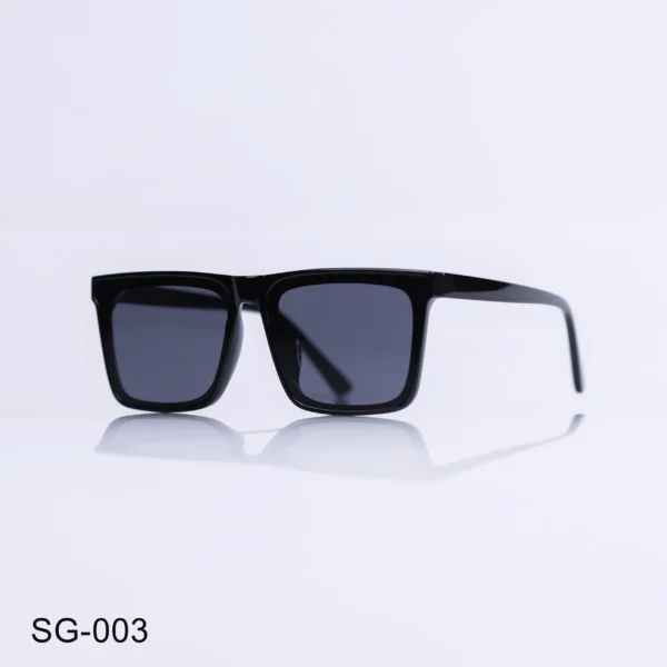 SG-003 - Full Rim Classic Glossy Black Rectangle Frame Sunglasses