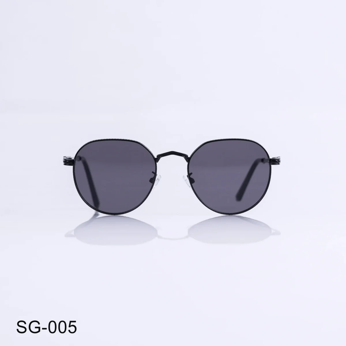 SG-005 - Trendy Black Metal Frame Round Sunglasses