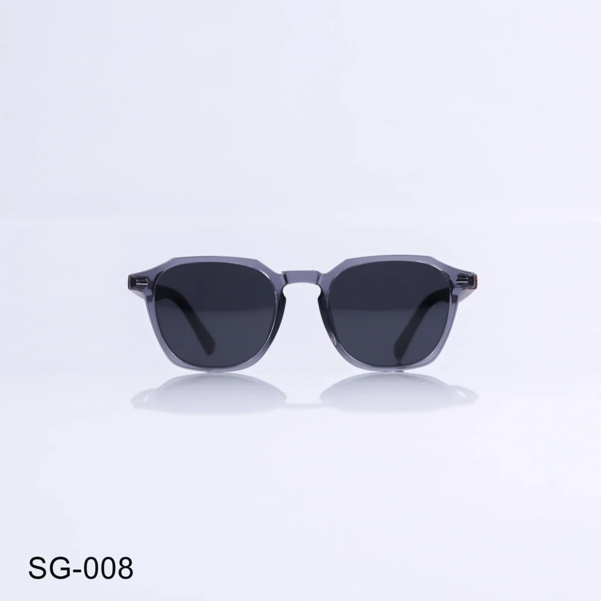 SG-008 - Retro Look Transparent Black Sunglasses with Wooden Temples