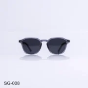 SG-008 - Retro Look Transparent Black Sunglasses with Wooden Temples