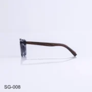 SG-008 - Retro Look Transparent Black Sunglasses with Wooden Temples