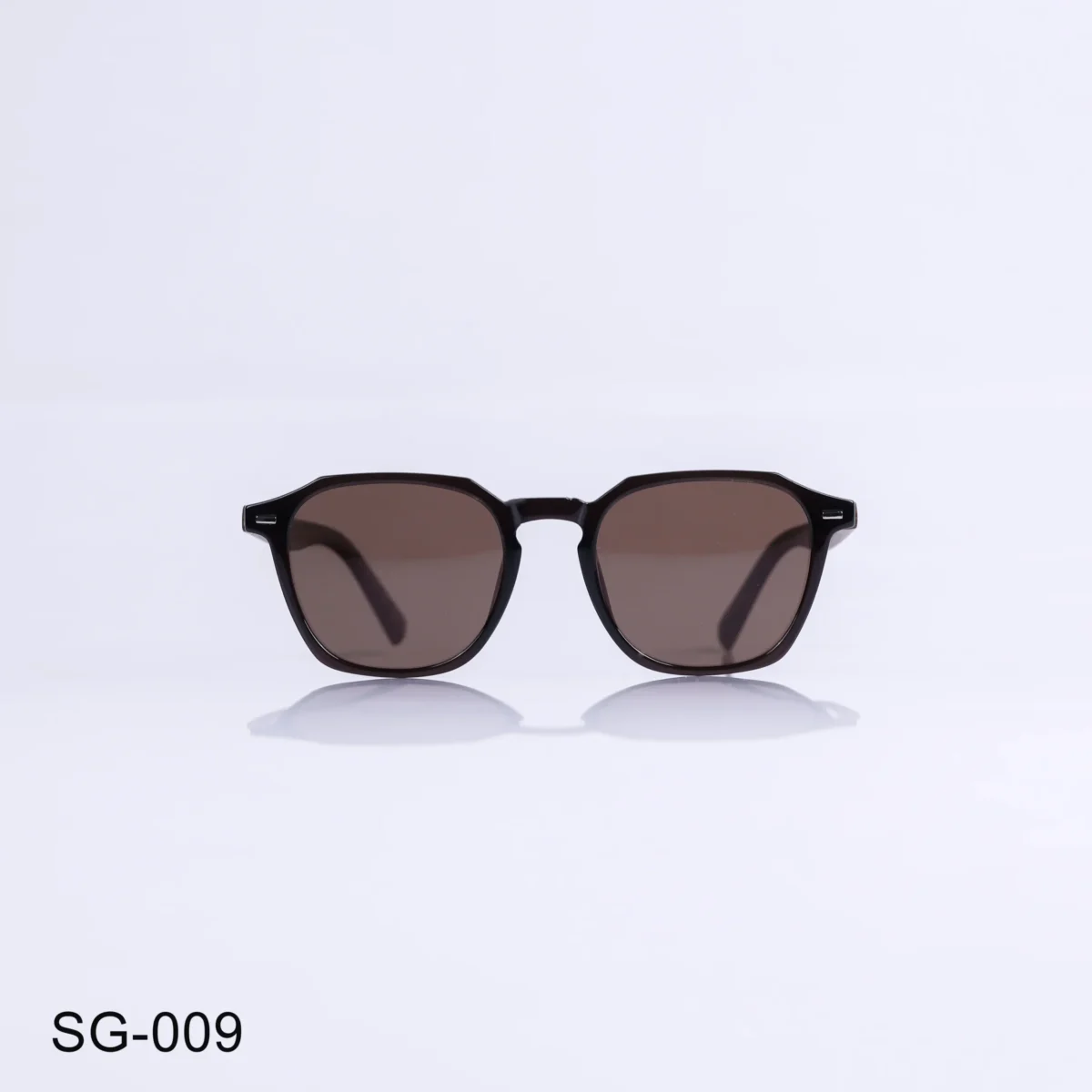 SG-009 - Retro Look Glossy Brown Sunglasses with Wooden Temples