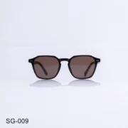 SG-009 - Retro Look Glossy Brown Sunglasses with Wooden Temples