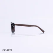SG-009 - Retro Look Glossy Brown Sunglasses with Wooden Temples