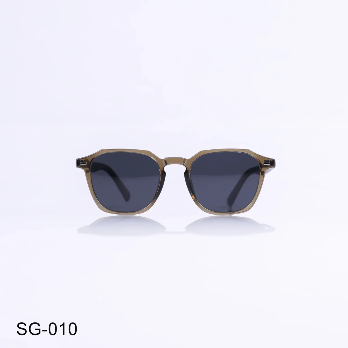 SG-010 - Retro Look Glossy Transparent Brown Sunglasses with Wooden Temples