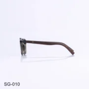 SG-010 - Retro Look Glossy Transparent Brown Sunglasses with Wooden Temples